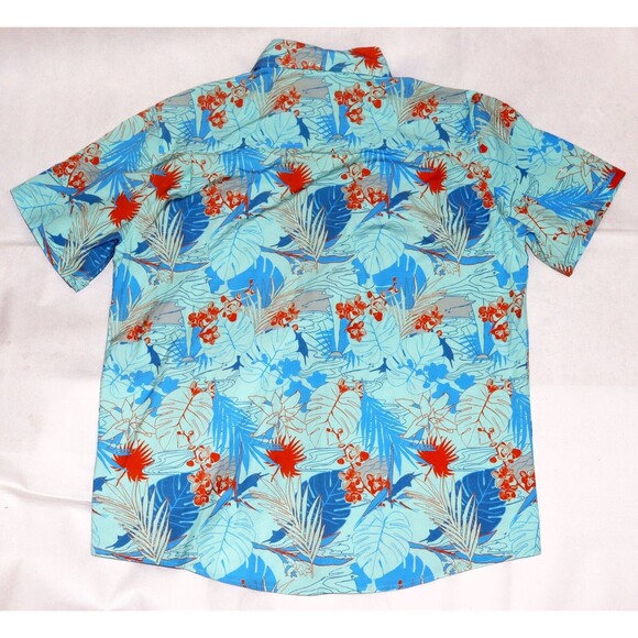 Huk Kona Radical Botanical Men Short Sleeve Button Down Fishing Shirt Size Large - Picture 3 of 5